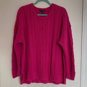 Lauren Ralph Lauren Pink Cable Knit Sweater Size 3x Preppy Coquette Heritage